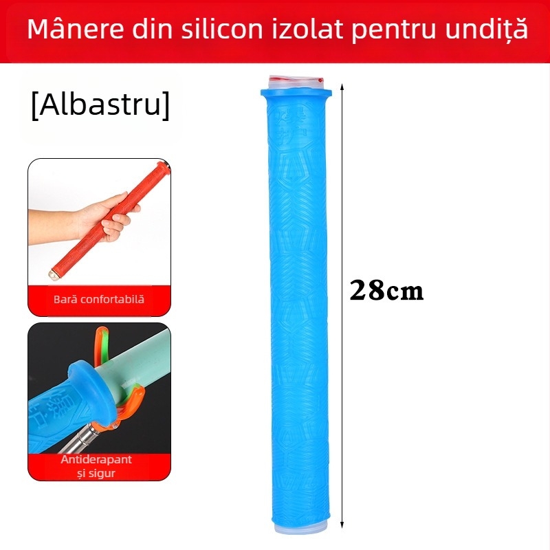 Acoperire din silicon pentru mânerul undiței — groasă, moale, rezistentă la uzură, antiderapantă, cu opritor pentru prinderea pe undiță