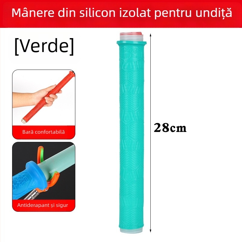 Acoperire din silicon pentru mânerul undiței — groasă, moale, rezistentă la uzură, antiderapantă, cu opritor pentru prinderea pe undiță