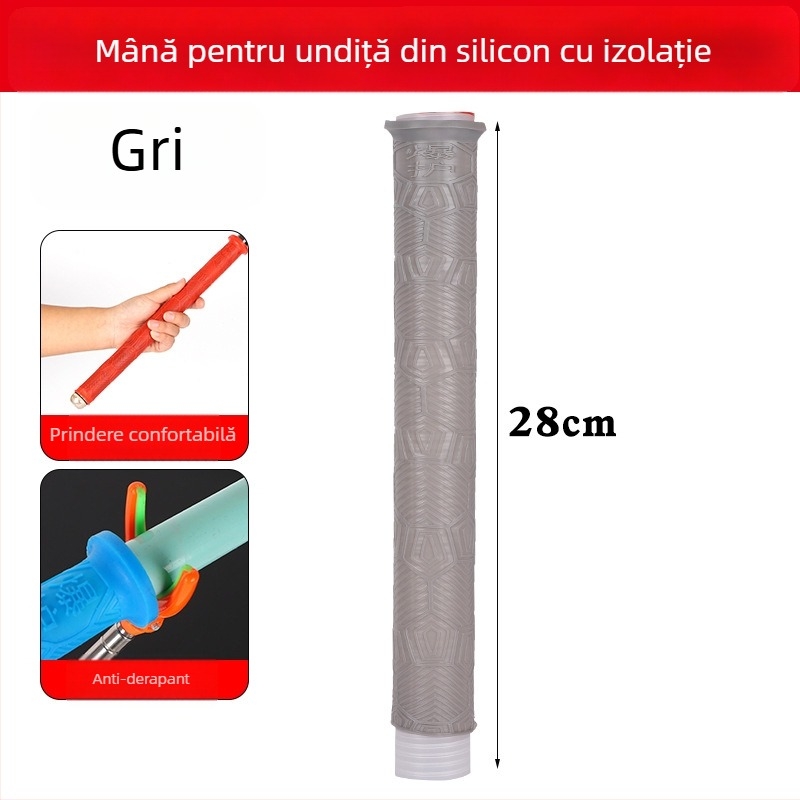 Acoperire din silicon pentru mânerul undiței — groasă, moale, rezistentă la uzură, antiderapantă, cu opritor pentru prinderea pe undiță
