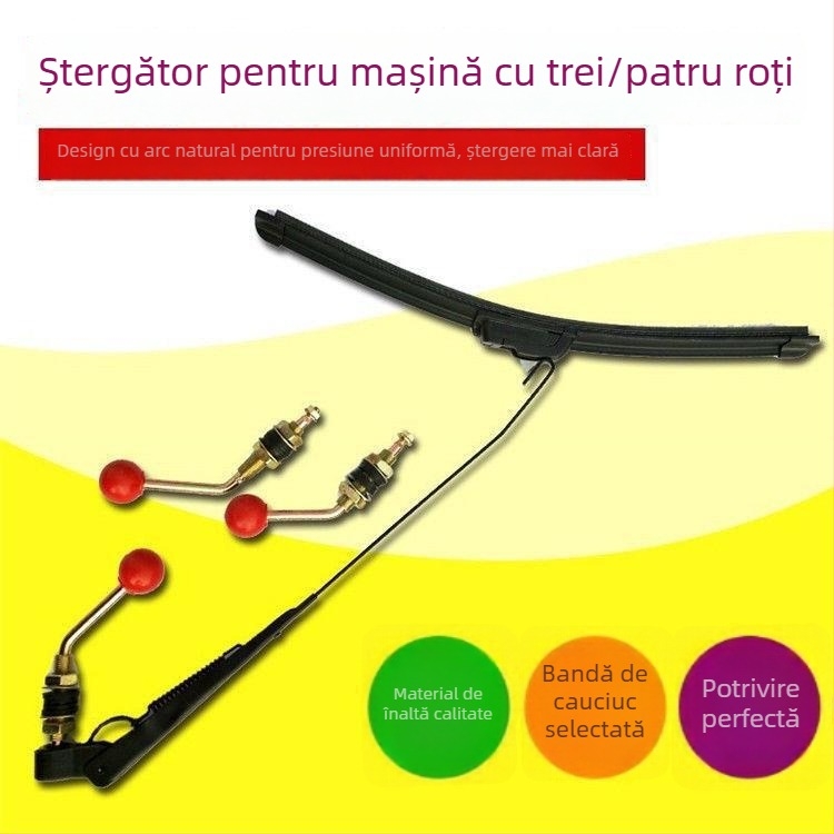 Ștergător manual fără ramă pentru vehicule electrice, tricicluri, ATV-uri și utilaje agricole — acționat manual