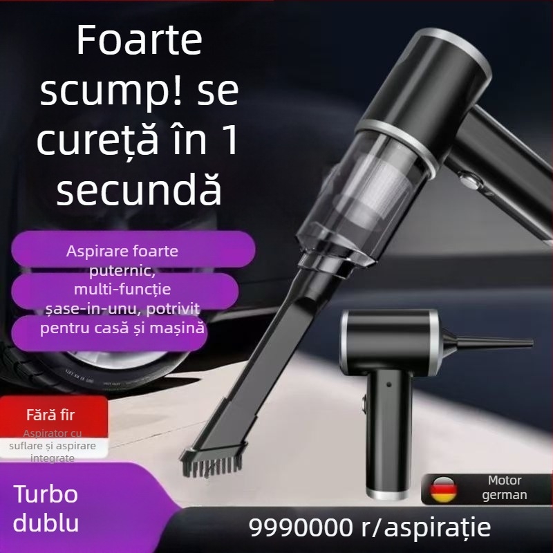 Aspirator de mână pentru mașină și casă, fără fir, reîncărcabil, 90W, aspirație 20000Pa, măsurare presiune pneuri