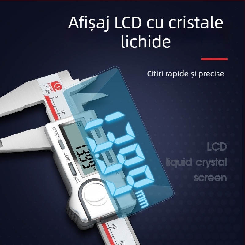Caliper digital Guanglu cu origine absolută, oțel inoxidabil, înaltă precizie, interval 0-150-200-300 mm
