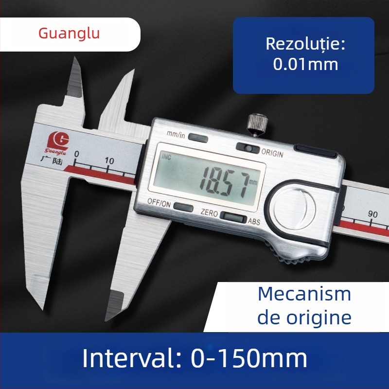 Caliper digital Guanglu cu origine absolută, oțel inoxidabil, înaltă precizie, interval 0-150-200-300 mm