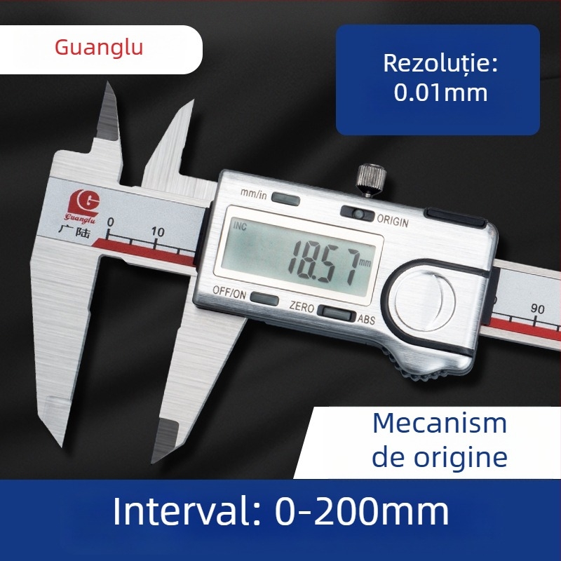 Caliper digital Guanglu cu origine absolută, oțel inoxidabil, înaltă precizie, interval 0-150-200-300 mm