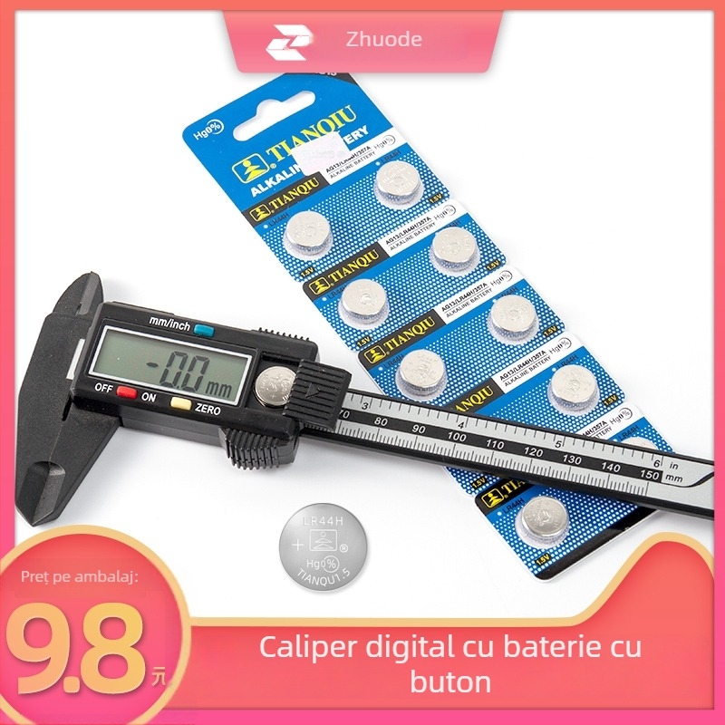 QITA caliper digital din oțel inoxidabil, alimentat cu baterie tip buton, înaltă precizie, pentru uz casnic