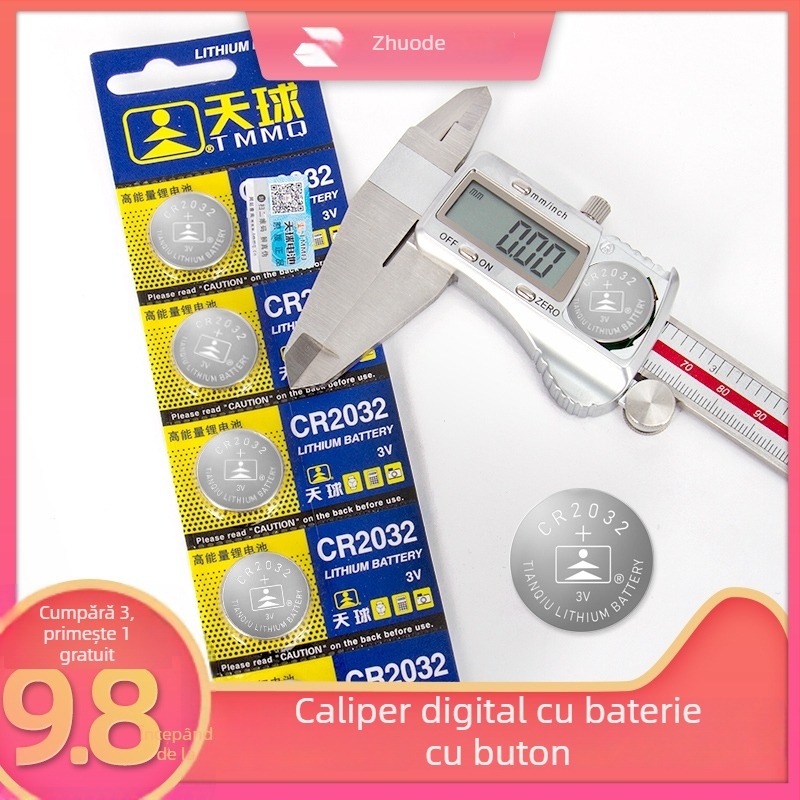 QITA caliper digital din oțel inoxidabil, alimentat cu baterie tip buton, înaltă precizie, pentru uz casnic