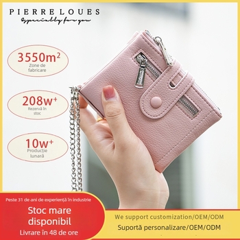 Portofel femei din piele PU, cu mai multe compartimente pentru carduri, închidere cu fermoar, capacitate mare