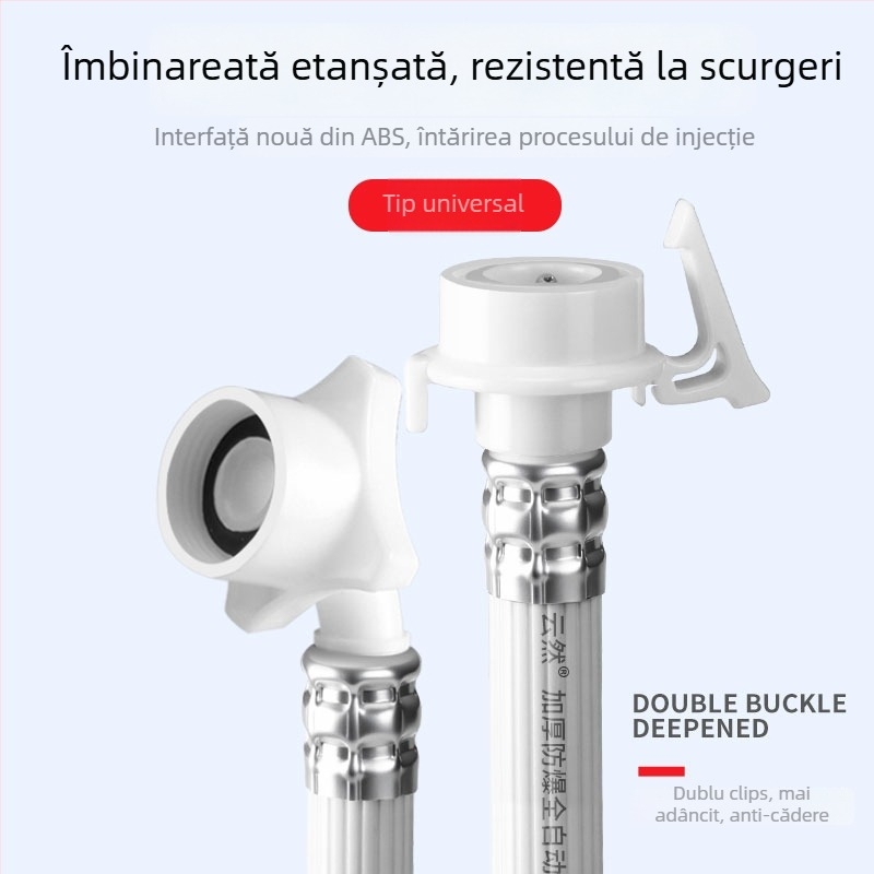 Extensie țevi alimentare mașină de spălat - Explosion-Proof; materiale: plastic, oțel inoxidabil, alamă; presiune nominală: 2; temperatură de funcționare: 80; montaj: pe perete; material conectare: plastic, oțel inoxidabil, alamă
