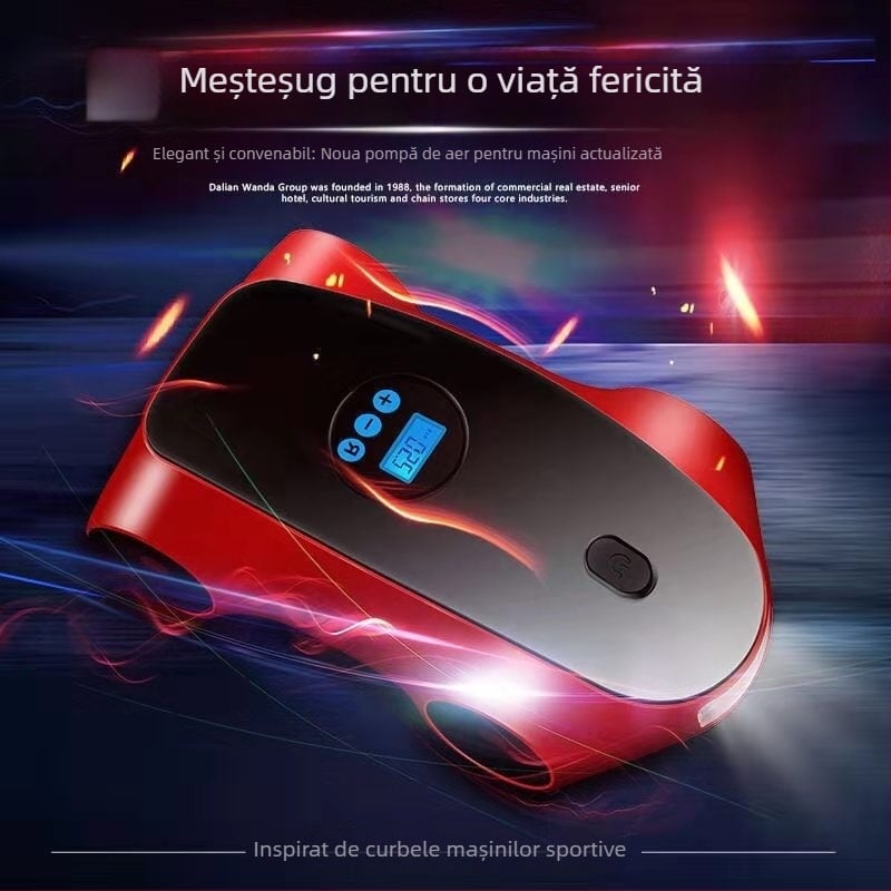 Pompa portabilă pentru pneuri auto cu afișaj digital, 12V, 120W, debit 40 L/min, cablu de alimentare 2.8 m