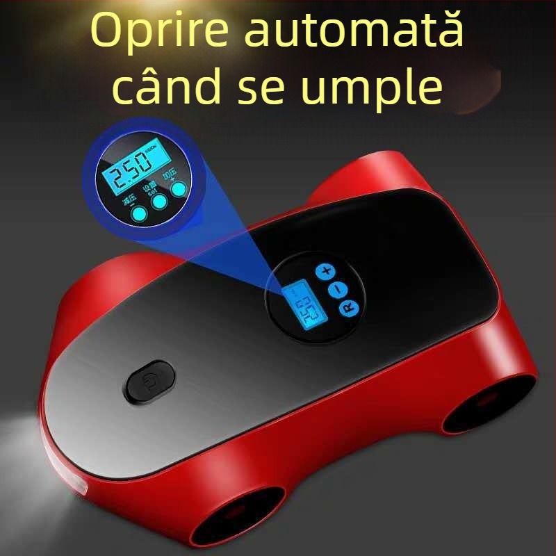 Pompa portabilă pentru pneuri auto cu afișaj digital, 12V, 120W, debit 40 L/min, cablu de alimentare 2.8 m