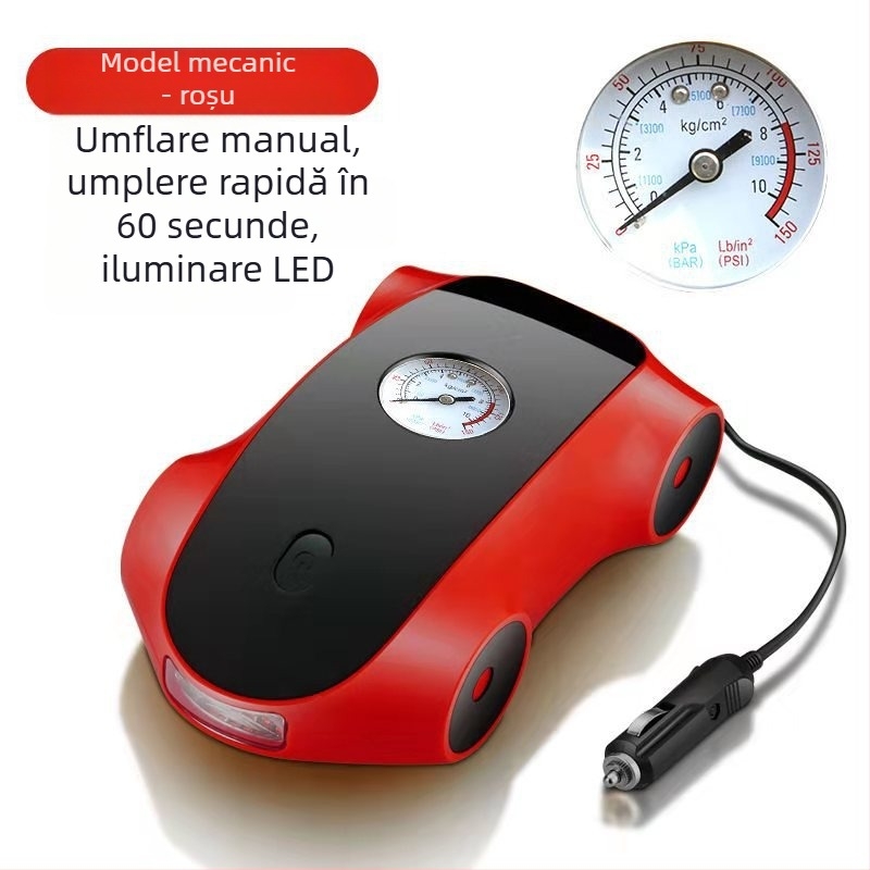Pompa portabilă pentru pneuri auto cu afișaj digital, 12V, 120W, debit 40 L/min, cablu de alimentare 2.8 m