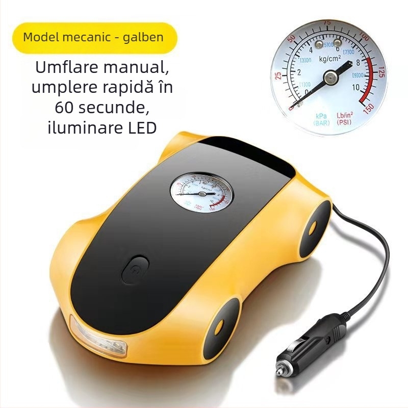 Pompa portabilă pentru pneuri auto cu afișaj digital, 12V, 120W, debit 40 L/min, cablu de alimentare 2.8 m
