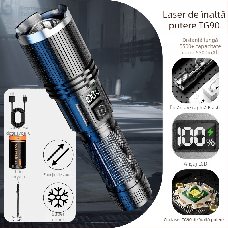 Frontala de exterior cu cip LED Kfan, carcasă din aliaj de aluminiu, 350 lm sau mai mult, greutate 178 g
