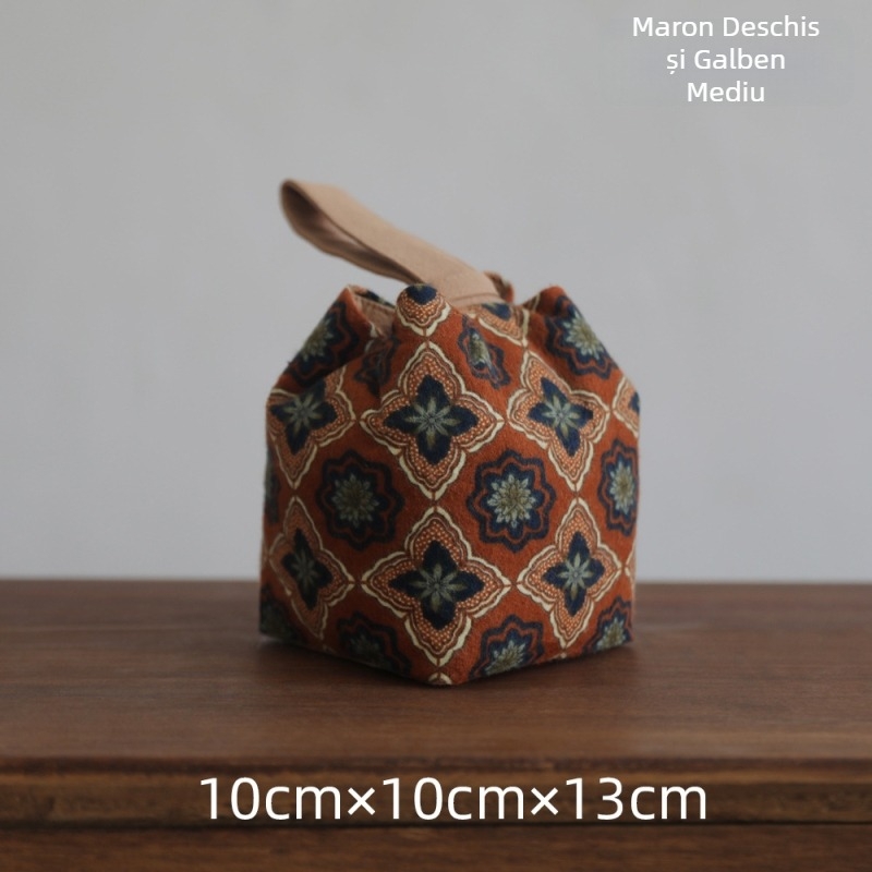 Geantă de transport pentru setul de ceai – material textil, stil nou chinezesc, siglă imprimată, ambalaj OPP, marca Erya Fabric
