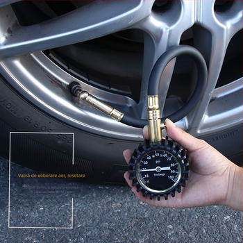 Manometru pentru presiunea anvelopelor CY-6236, interval 0-100 PSI, afișaj PSI, corp ABS