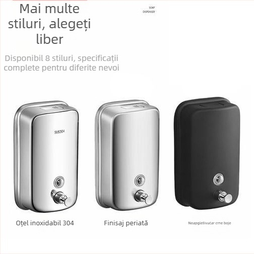 Duzator de săpun montat pe perete din oțel inoxidabil 201/304, acționare manuală prin apăsare, montaj prin găurire, stil modern minimalist, potrivit pentru hoteluri și băi