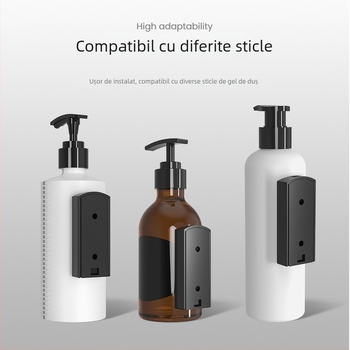 Suport pentru săpun și raft pentru gel de duș, montat pe perete, stil modern — (ABS; acționare prin apăsare manuală; montaj pe perete; potrivit pentru baie de hotel)
