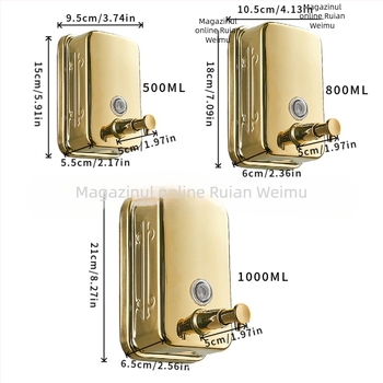 Dispenser de săpun, montaj pe perete, oțel inoxidabil 304, design cu dungi, acționat prin apăsare, stil Light Luxury