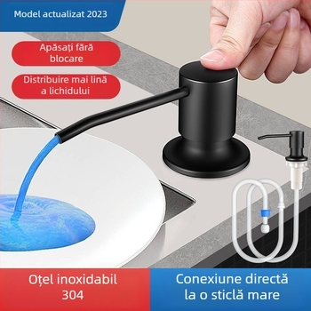 Dozator de săpun pentru chiuvetă cu țeavă de extindere – oțel inoxidabil 304, universal, acționare manuală (CUPC)