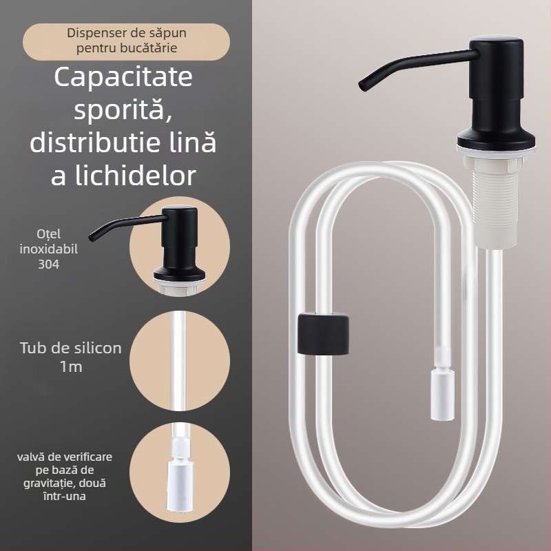 Dozator de săpun pentru chiuvetă cu țeavă de extindere – oțel inoxidabil 304, universal, acționare manuală (CUPC)