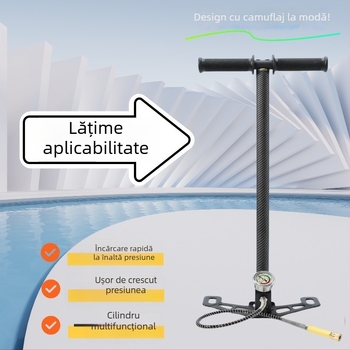 Pompă manuală de aer cu presiune înaltă pentru umplerea sticlelor, oțel inoxidabil, 620 mm lungime, 2,4 kg, 30–40 MPa