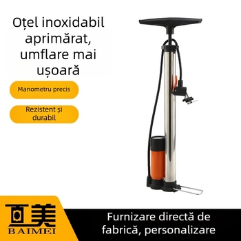 Pompa de aer manual BM-6138 cu manometru, 160 PSI, 700 g, duză multifuncțională — pentru autoturisme, vehicule electrice, biciclete și mingi de baschet