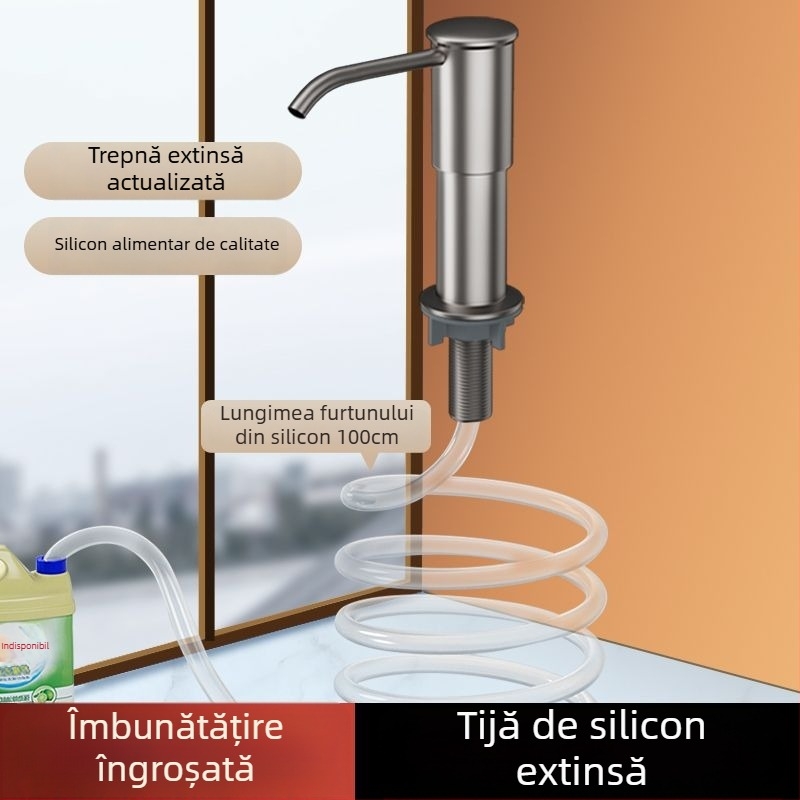 Duzor extensor pentru săpunul de vase la chiuveta bucătărie — ABS, finisaj electroplacat, acționare prin apăsare, stil lux ușor