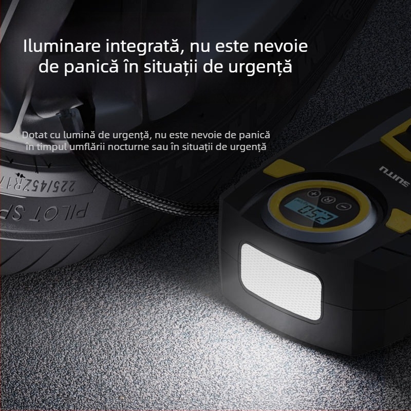 Pompa de aer auto pentru anvelope cu afișaj digital și manometru, 12V, 120W, 25 L/min