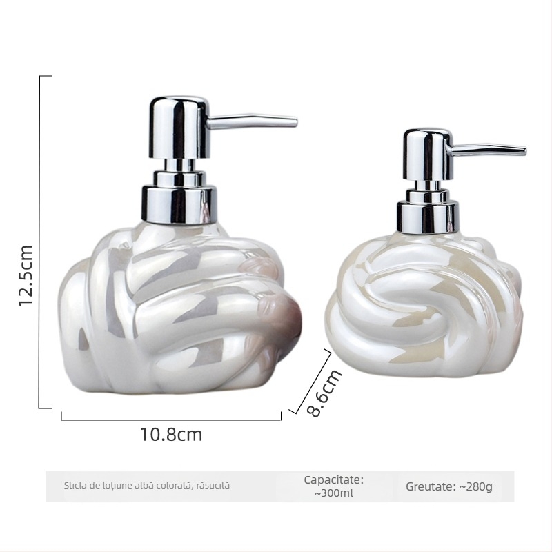 Dozator ceramic pentru gel de duș și săpun - un exemplar, reîncărcabil, imprimare logo disponibilă