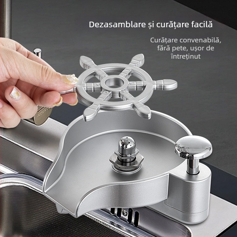 Doi în unu: Spălător pentru pahare și dozator de săpun pentru bar, acționare prin apăsare, stil modern minimalist, materiale: cupru, oțel inoxidabil, plastic; greutate: 1 kg; finisaj: electroplacare