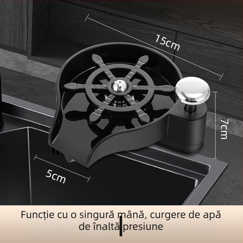 Doi în unu: Spălător pentru pahare și dozator de săpun pentru bar, acționare prin apăsare, stil modern minimalist, materiale: cupru, oțel inoxidabil, plastic; greutate: 1 kg; finisaj: electroplacare