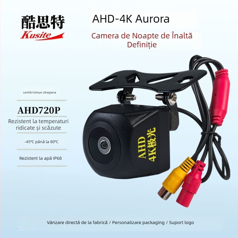 Cameră pentru oglinda retrovizoare a mașinii cu ecran mare Android, AHD-720p, vizionare nocturnă cu stele, unghi 180°, alimentare 12V, model Kst-ahd-4k aurora