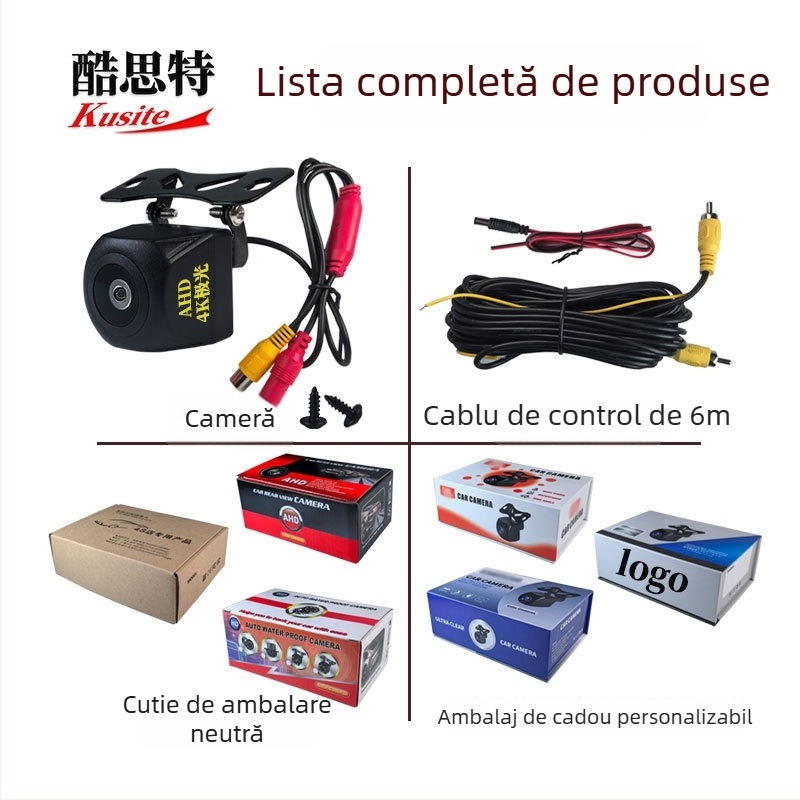 Cameră pentru oglinda retrovizoare a mașinii cu ecran mare Android, AHD-720p, vizionare nocturnă cu stele, unghi 180°, alimentare 12V, model Kst-ahd-4k aurora