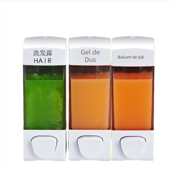 Dorky dispenser de săpun lichid, montat pe perete, acționat prin apăsare manuală, pentru gel de duș și șampon, stil modern minimalist