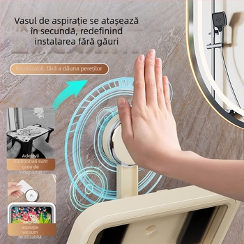 Suport telefon cu ventuză pentru baie, husă impermeabilă din plastic, montat pe perete, etaj unic