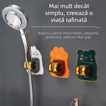 Suport pentru duș pentru perete, fără găuri, suport reglabil pentru capul de duș — Model B1177; din plastic, finisaj electroplacat; Auspicious Charm.