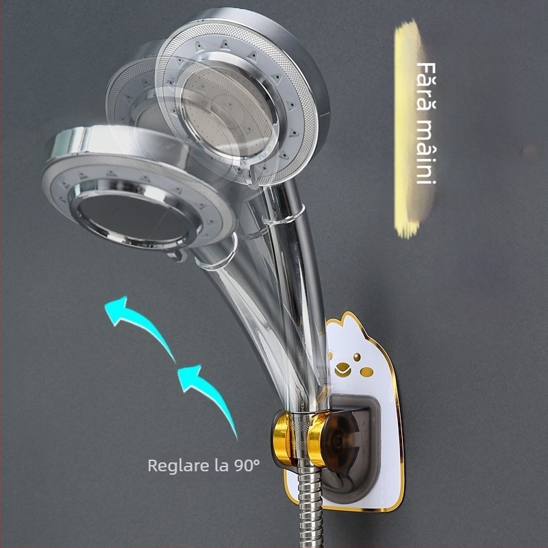 Suport pentru duș pentru perete, fără găuri, suport reglabil pentru capul de duș — Model B1177; din plastic, finisaj electroplacat; Auspicious Charm.
