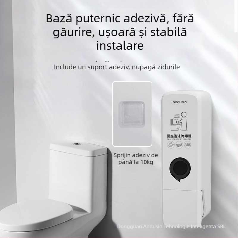 Dispenser de spumă dezinfectant pentru toaletă, montat pe perete, acționare manuală, ABS material, greutate 0,5 kg