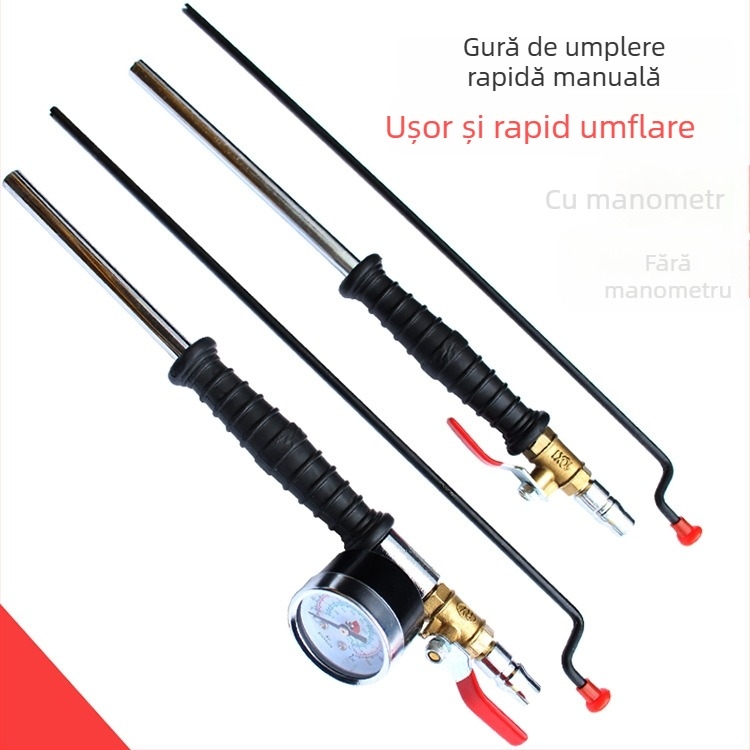 Unealtă de umflat pneuri cu corp din oțel-plastic, afișaj presiune 220, precizie 0,02, citire în mai multe unități