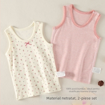 Vesta din bumbac pentru copii, fără mâneci, cu guler rotund, 100% bumbac, pentru vârste 3–8 ani, primăvară și toamnă