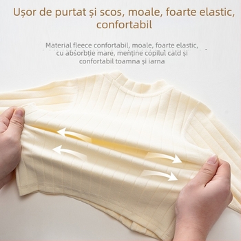 Set bebeluș primăvară-toamnă din bumbac 95%, unisex, tricou cu mânecă lungă și pantaloni lungi, menține căldura