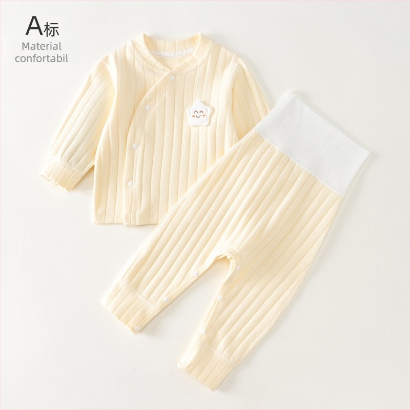Set bebeluș primăvară-toamnă din bumbac 95%, unisex, tricou cu mânecă lungă și pantaloni lungi, menține căldura