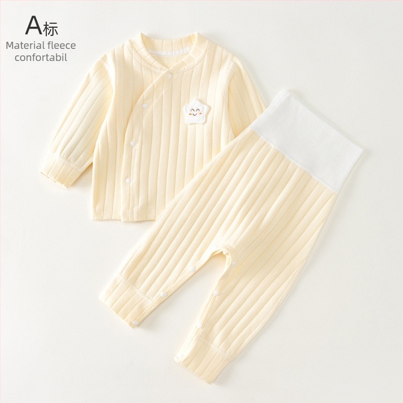 Set bebeluș primăvară-toamnă din bumbac 95%, unisex, tricou cu mânecă lungă și pantaloni lungi, menține căldura
