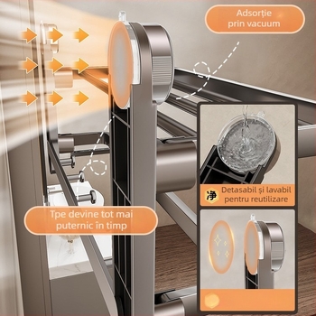 Raft de prosoape cu ventuze pentru baie, din oțel carbon, fără găuri, 1 etaj, stil minimalist modern