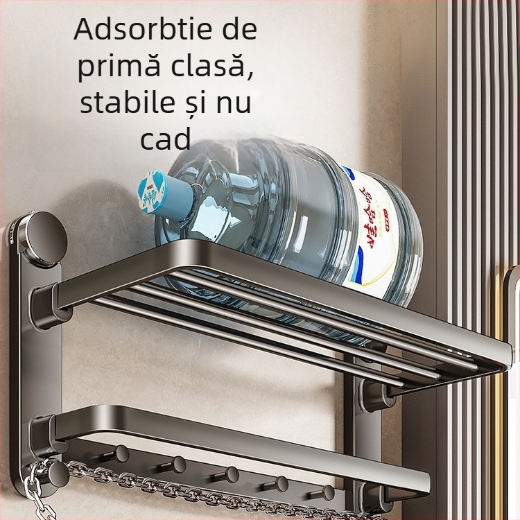 Raft de prosoape cu ventuze pentru baie, din oțel carbon, fără găuri, 1 etaj, stil minimalist modern