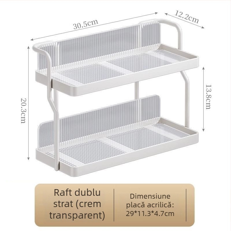 Raft de depozitare pentru baie cu două etaje pentru cosmetice — design simplu și modern, certificat CE