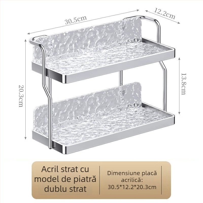 Raft de depozitare pentru baie cu două etaje pentru cosmetice — design simplu și modern, certificat CE