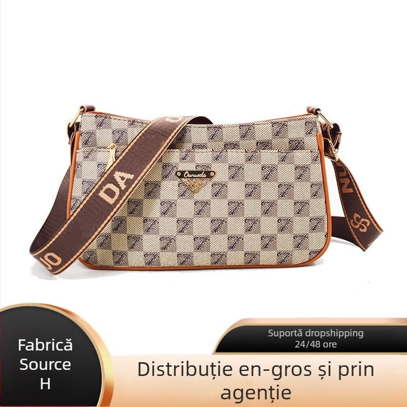 OUNUODA Geantă crossbody cu curea lată, PVC, formă orizontală pătrată, fermoar, căptușeală poliester