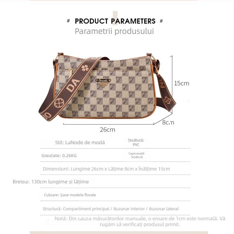 OUNUODA Geantă crossbody cu curea lată, PVC, formă orizontală pătrată, fermoar, căptușeală poliester