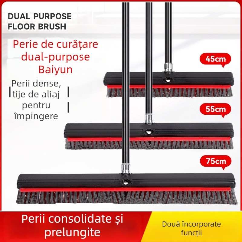 Perie pentru podea, dublu scop, mâner lung, peri metalice; White Clouds, origine Guangdong